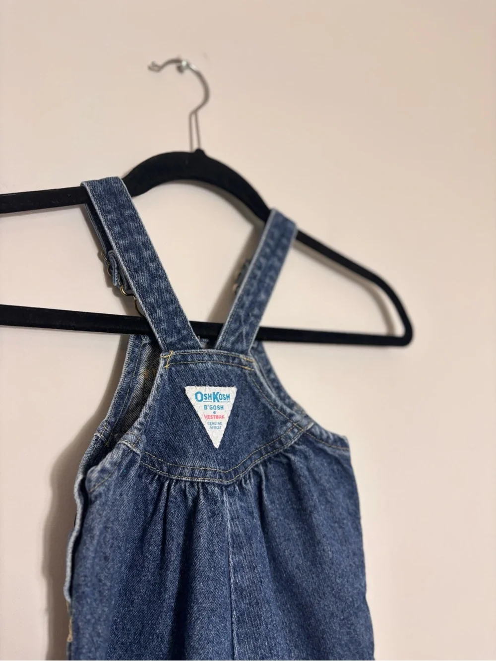 Vintage OshKosh B’gosh Baby Girl Denim Overalls 12 Months Pink Tag made in USA